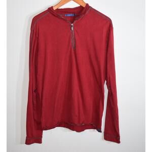 Agave Denim Red Half Zip Pullover Shirt Men Medium Long Sleeve Casual